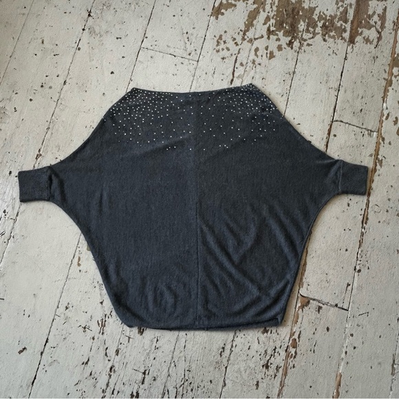 Velvet Rhinestone Studded Casmere Dolman Sleeves Sweater Petite - Picture 4 of 13